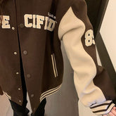 Wattierte Collegejacke im Vintage-Stil mit Logo-Stickerei